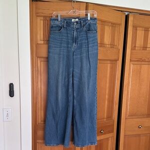 Abercrombie & Fitch Medium Blue High Rise Wide-Leg Jeans